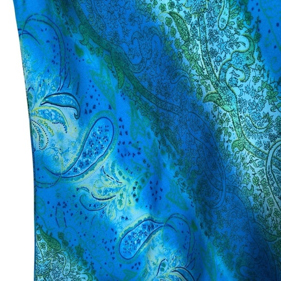 Vtg. Y2K My Michelle Sleeveless Blue Paisley Print Chiffon Midi Dress Sz. 7/8 - Picture 10 of 12